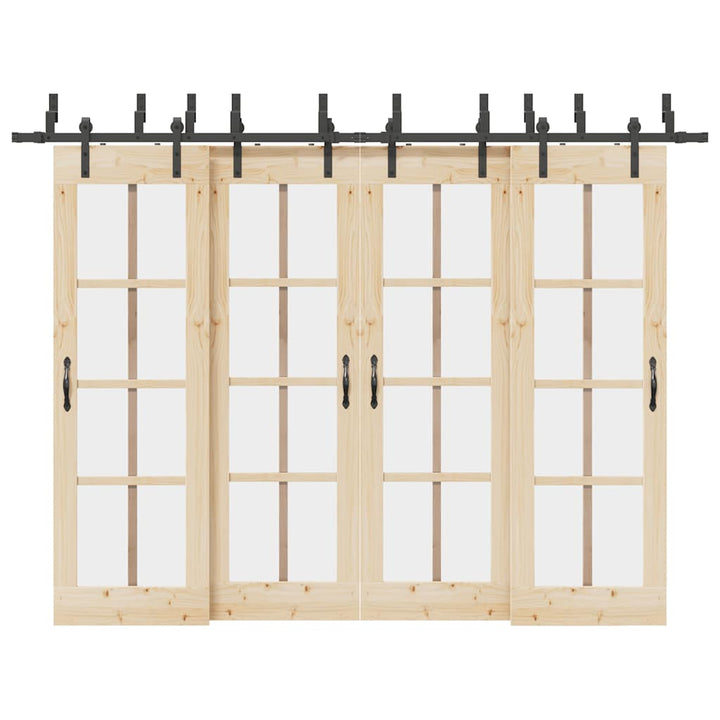 Set Feronerie Pentru Uși Glisante, Negru, 305 Cm, Oțel