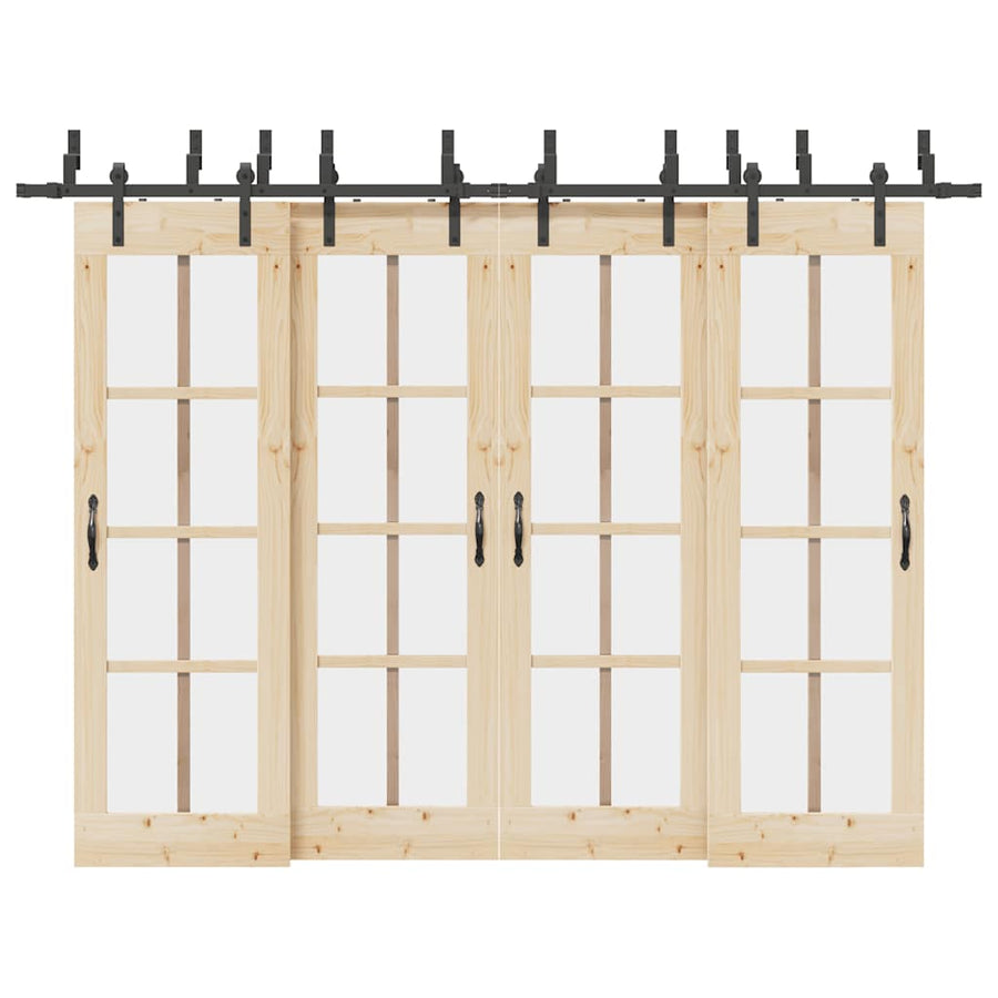 Set Feronerie Pentru Uși Glisante, Negru, 305 Cm, Oțel
