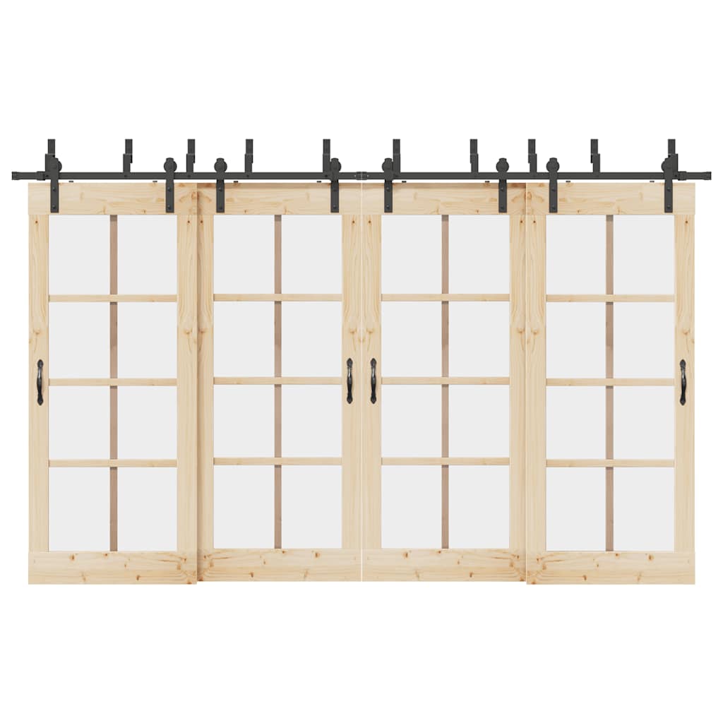 Set Feronerie Pentru Uși Glisante, Negru, 213,5 Cm, Oțel
