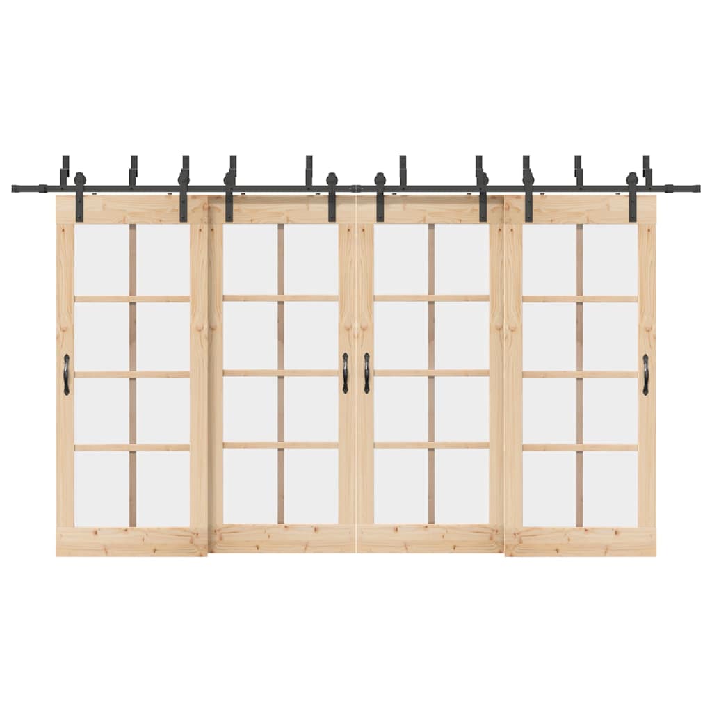 Set Feronerie Pentru Uși Glisante, Negru, 213,5 Cm, Oțel
