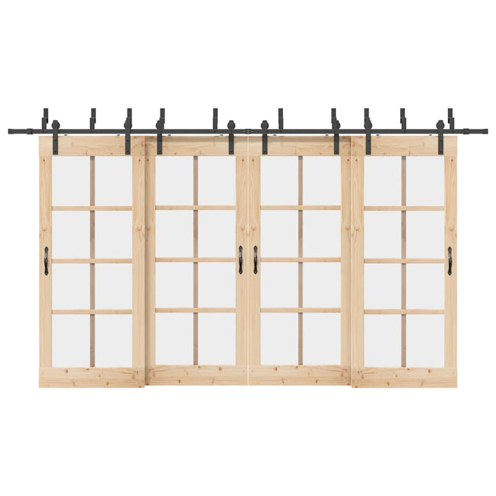 Set Feronerie Pentru Uși Glisante, Negru, 213,5 Cm, Oțel