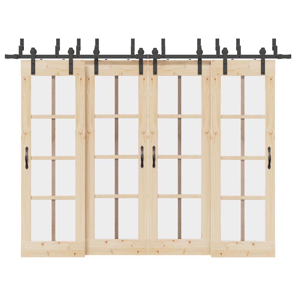 Set Feronerie Pentru Uși Glisante, Negru, 213,5 Cm, Oțel