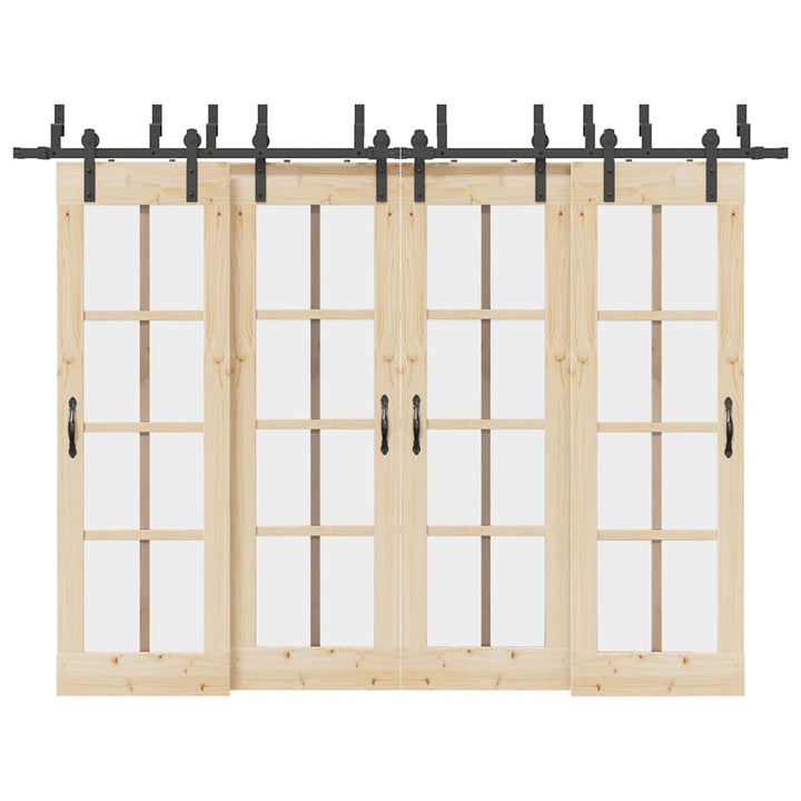 Set Feronerie Pentru Uși Glisante, Negru, 213,5 Cm, Oțel
