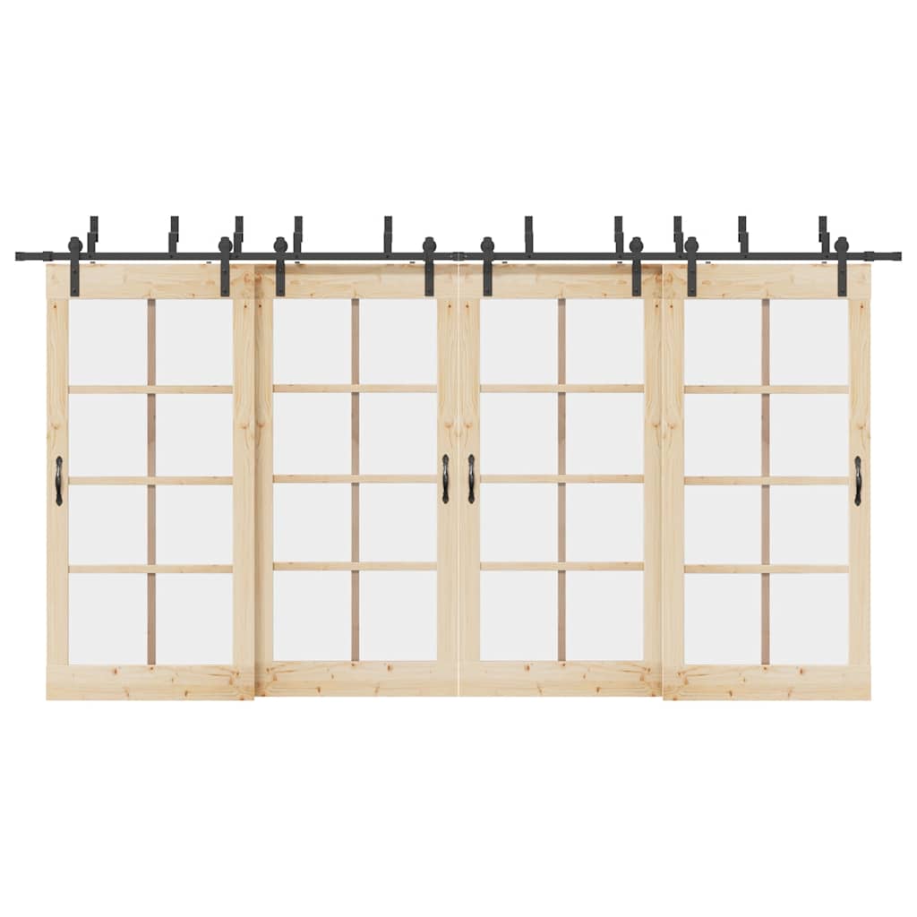 Set Feronerie Pentru Uși Glisante, Negru, 213,5 Cm, Oțel