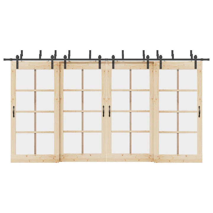 Set Feronerie Pentru Uși Glisante, Negru, 213,5 Cm, Oțel