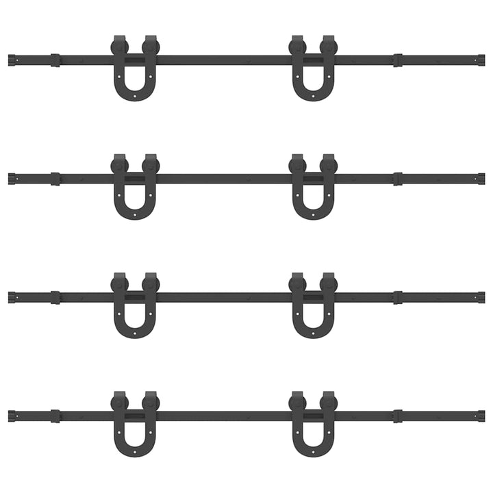 Set Feronerie Pentru Uși Glisante, Negru, 366 Cm, Oțel
