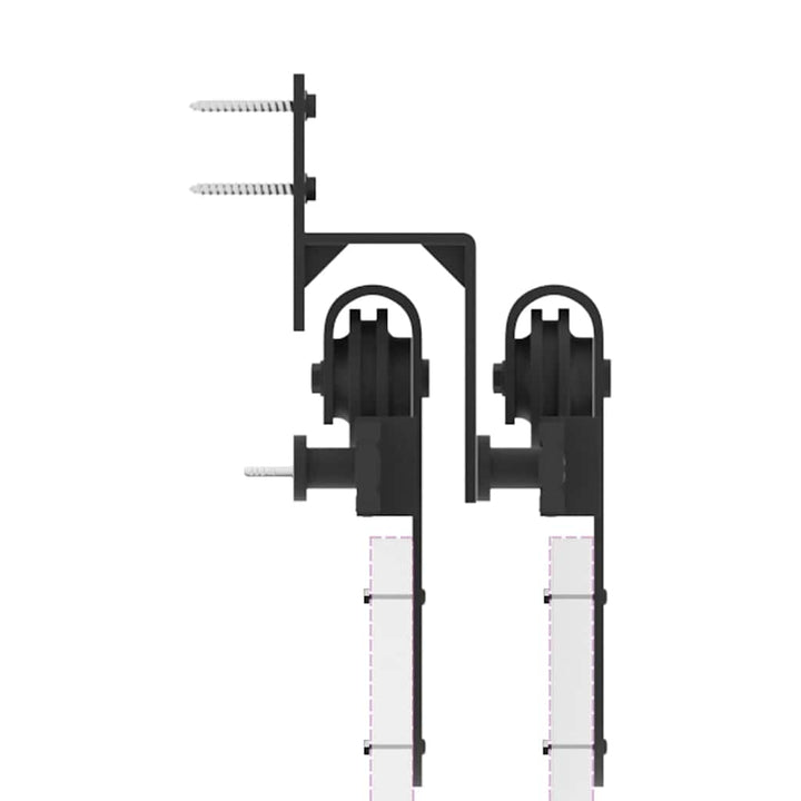 Set Feronerie Pentru Uși Glisante, Negru, 366 Cm, Oțel