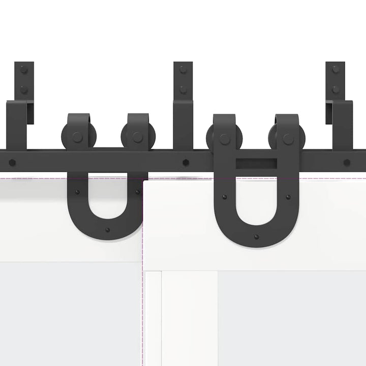 Set Feronerie Pentru Uși Glisante, Negru, 366 Cm, Oțel