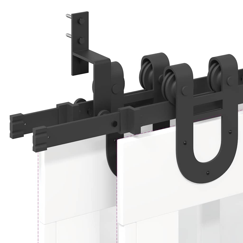 Set Feronerie Pentru Uși Glisante, Negru, 366 Cm, Oțel