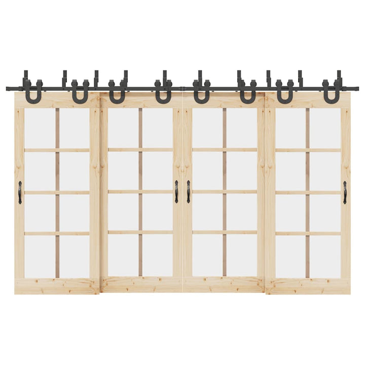 Set Feronerie Pentru Uși Glisante, Negru, 366 Cm, Oțel