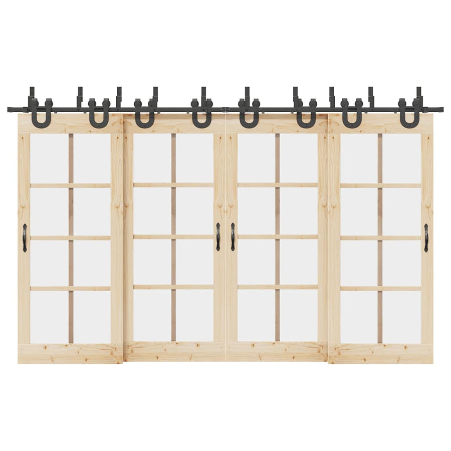 Set Feronerie Pentru Uși Glisante, Negru, 366 Cm, Oțel