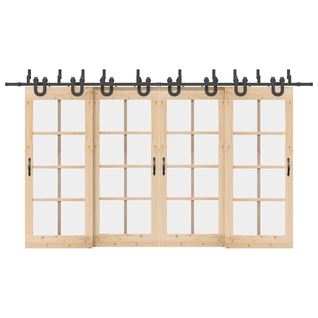Set Feronerie Pentru Uși Glisante, Negru, 366 Cm, Oțel