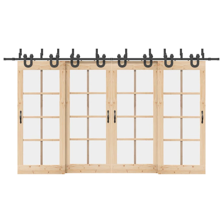 Set Feronerie Pentru Uși Glisante, Negru, 366 Cm, Oțel
