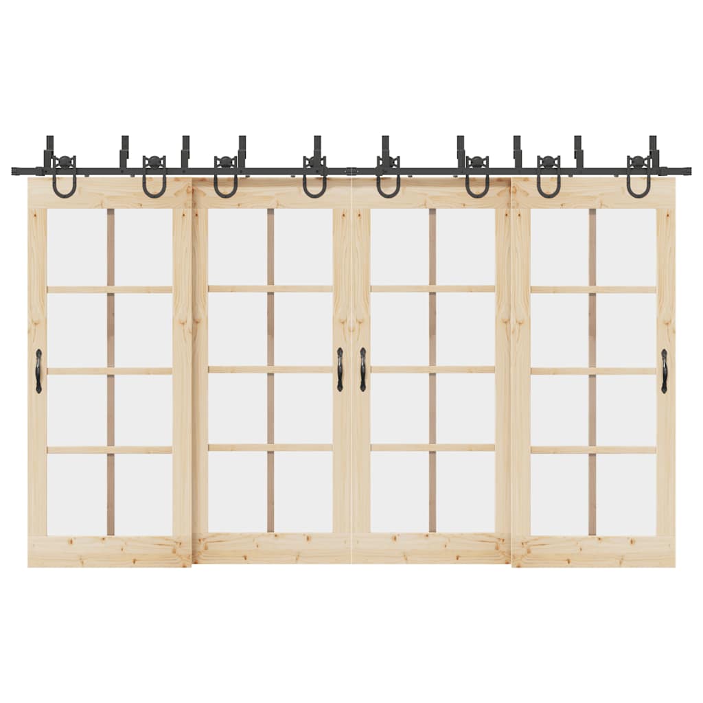 Set Feronerie Pentru Uși Glisante, Negru, 400 Cm, Oțel