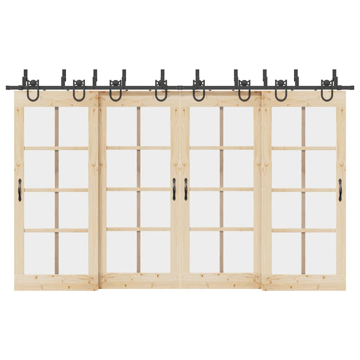Set Feronerie Pentru Uși Glisante, Negru, 400 Cm, Oțel