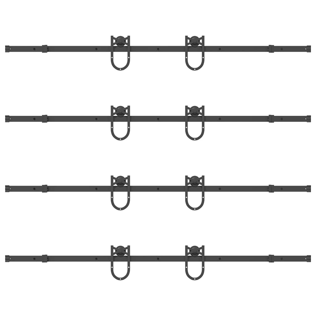 Set Feronerie Pentru Uși Glisante, Negru, 400 Cm, Oțel