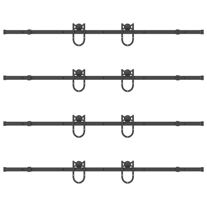 Set Feronerie Pentru Uși Glisante, Negru, 400 Cm, Oțel