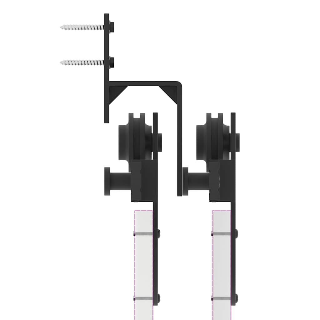 Set Feronerie Pentru Uși Glisante, Negru, 400 Cm, Oțel