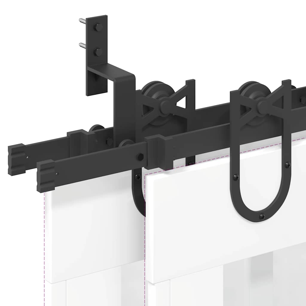 Set Feronerie Pentru Uși Glisante, Negru, 400 Cm, Oțel