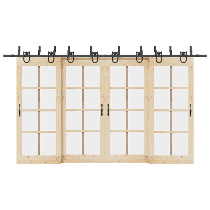 Set Feronerie Pentru Uși Glisante, Negru, 400 Cm, Oțel
