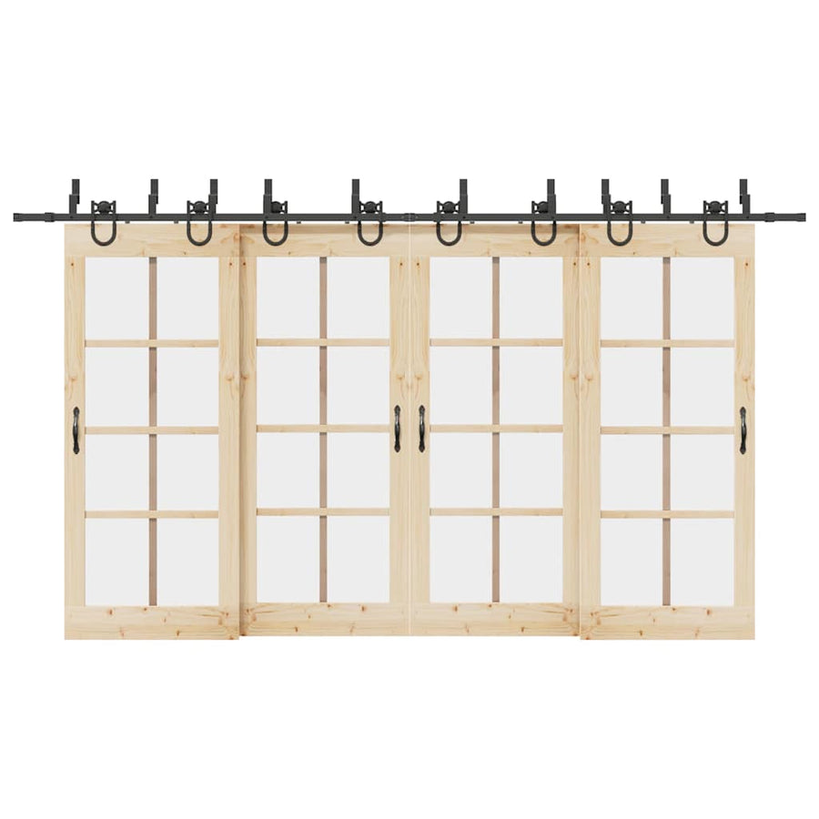 Set Feronerie Pentru Uși Glisante, Negru, 400 Cm, Oțel