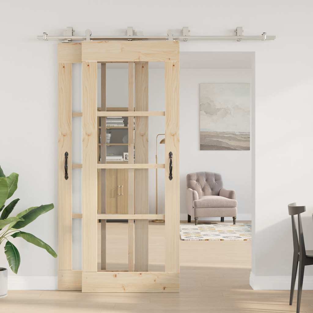 Set Piese Pentru Ușă Glisantă, Argintiu, 200 Cm Oțel Inoxidabil