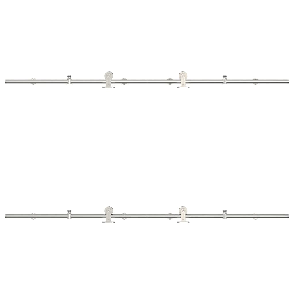 Set Piese Pentru Ușă Glisantă, Argintiu, 200 Cm Oțel Inoxidabil