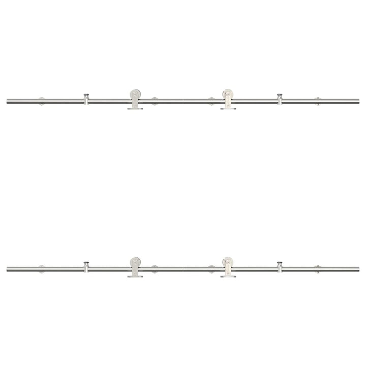 Set Piese Pentru Ușă Glisantă, Argintiu, 200 Cm Oțel Inoxidabil
