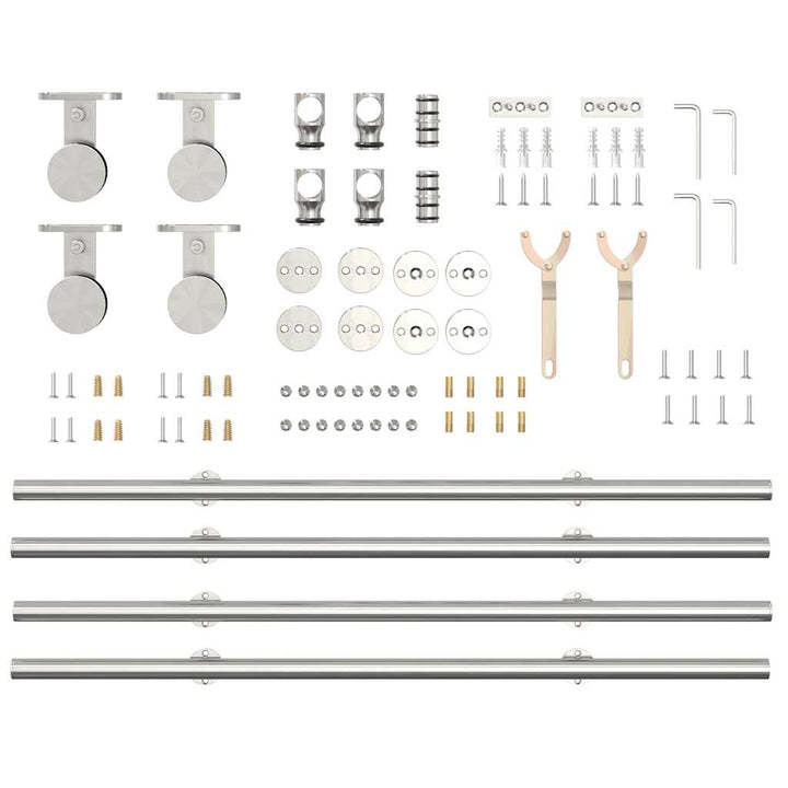 Set Piese Pentru Ușă Glisantă, Argintiu, 200 Cm Oțel Inoxidabil
