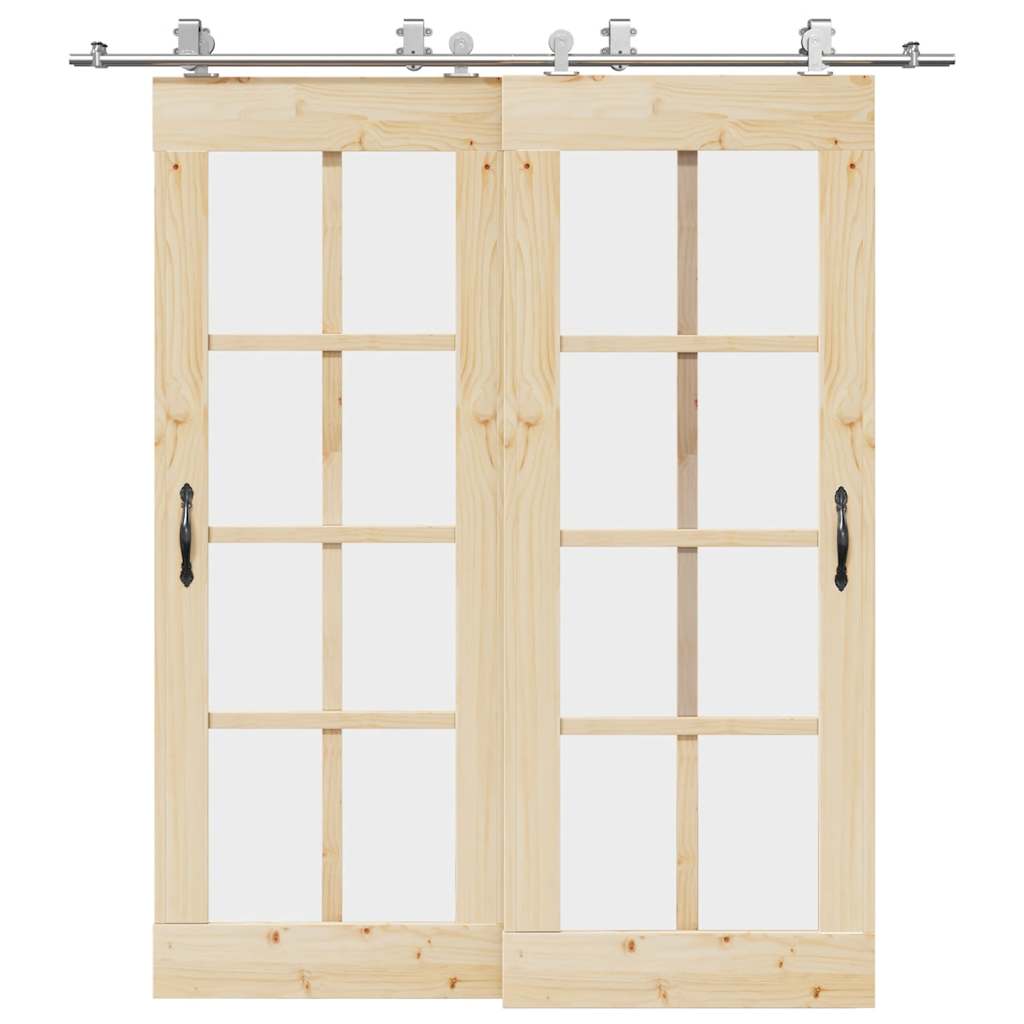 Set Piese Pentru Ușă Glisantă, Argintiu, 200 Cm Oțel Inoxidabil