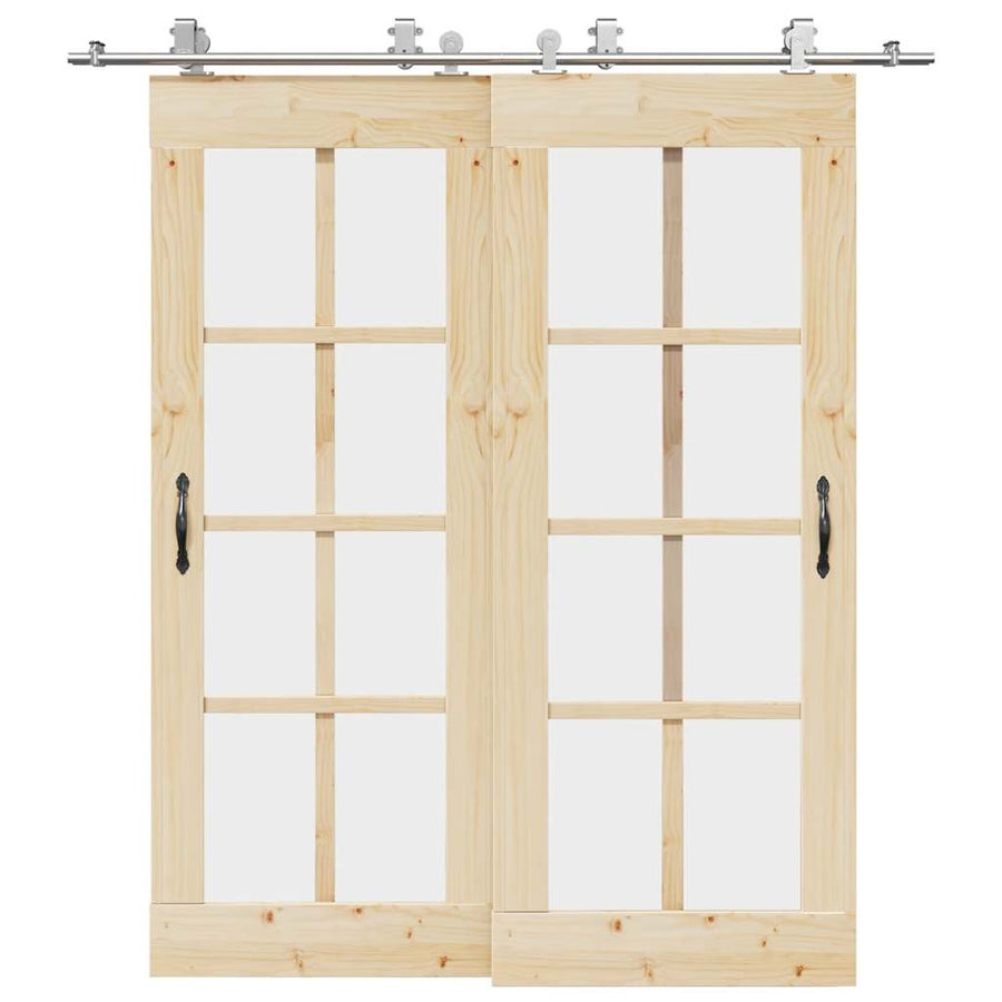 Set Piese Pentru Ușă Glisantă, Argintiu, 200 Cm Oțel Inoxidabil