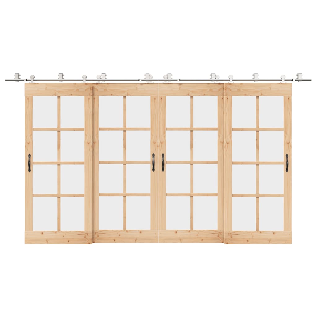 Set Piese Pentru Ușă Glisantă, Argintiu, 400 Cm Oțel Inoxidabil