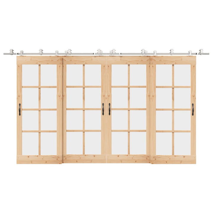 Set Piese Pentru Ușă Glisantă, Argintiu, 400 Cm Oțel Inoxidabil