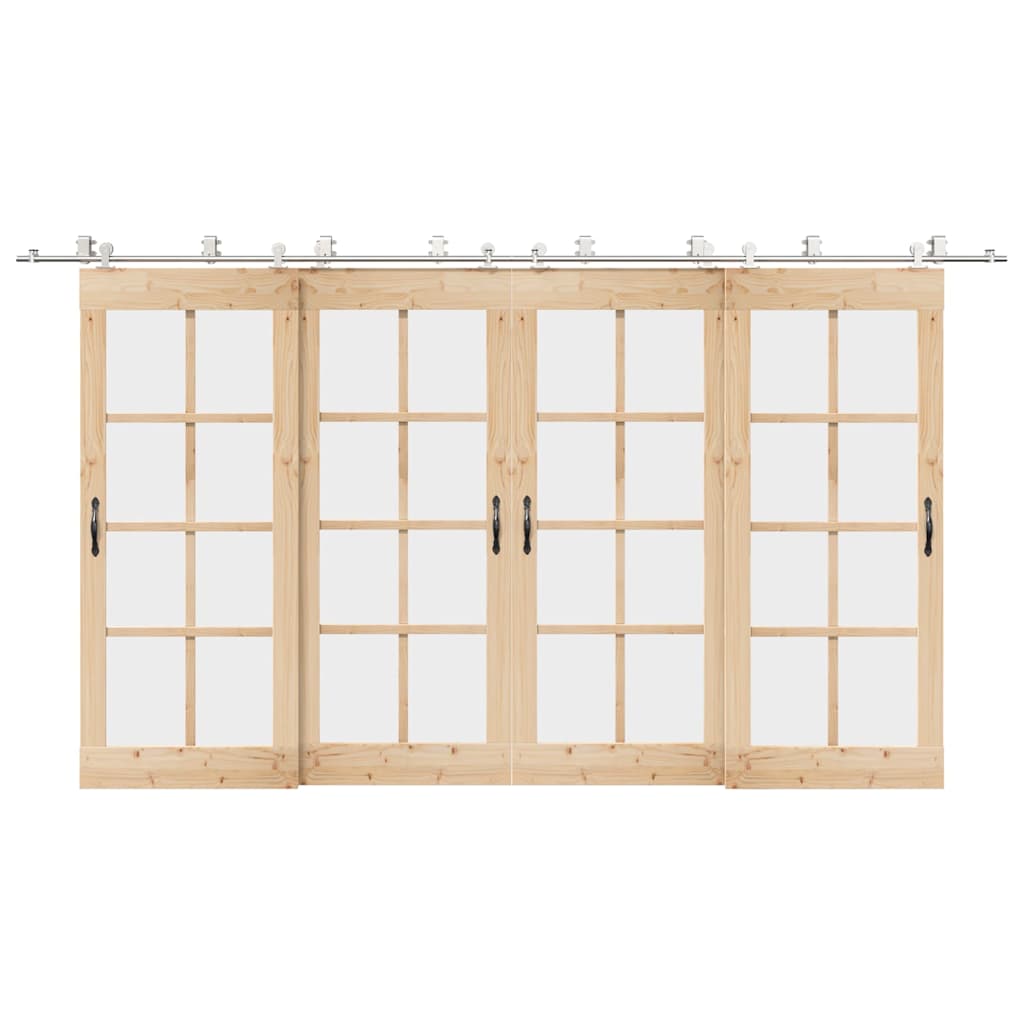 Set Piese Pentru Ușă Glisantă, Argintiu, 200 Cm Oțel Inoxidabil