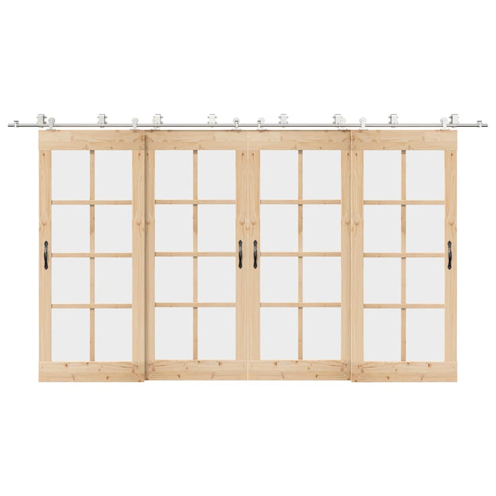 Set Piese Pentru Ușă Glisantă, Argintiu, 200 Cm Oțel Inoxidabil