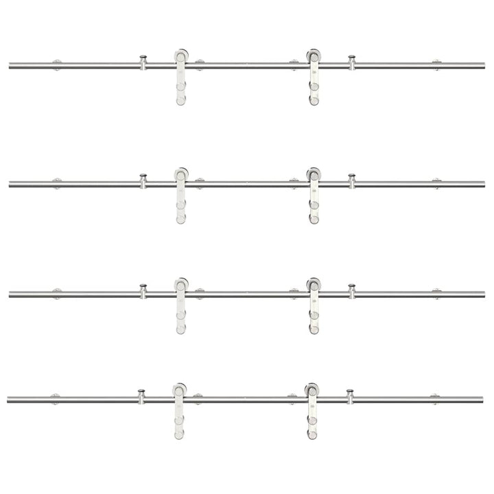 Set Piese Pentru Ușă Glisantă, Argintiu, 400 Cm Oțel Inoxidabil