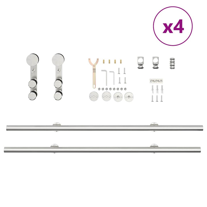 Set Piese Pentru Ușă Glisantă, Argintiu, 400 Cm Oțel Inoxidabil