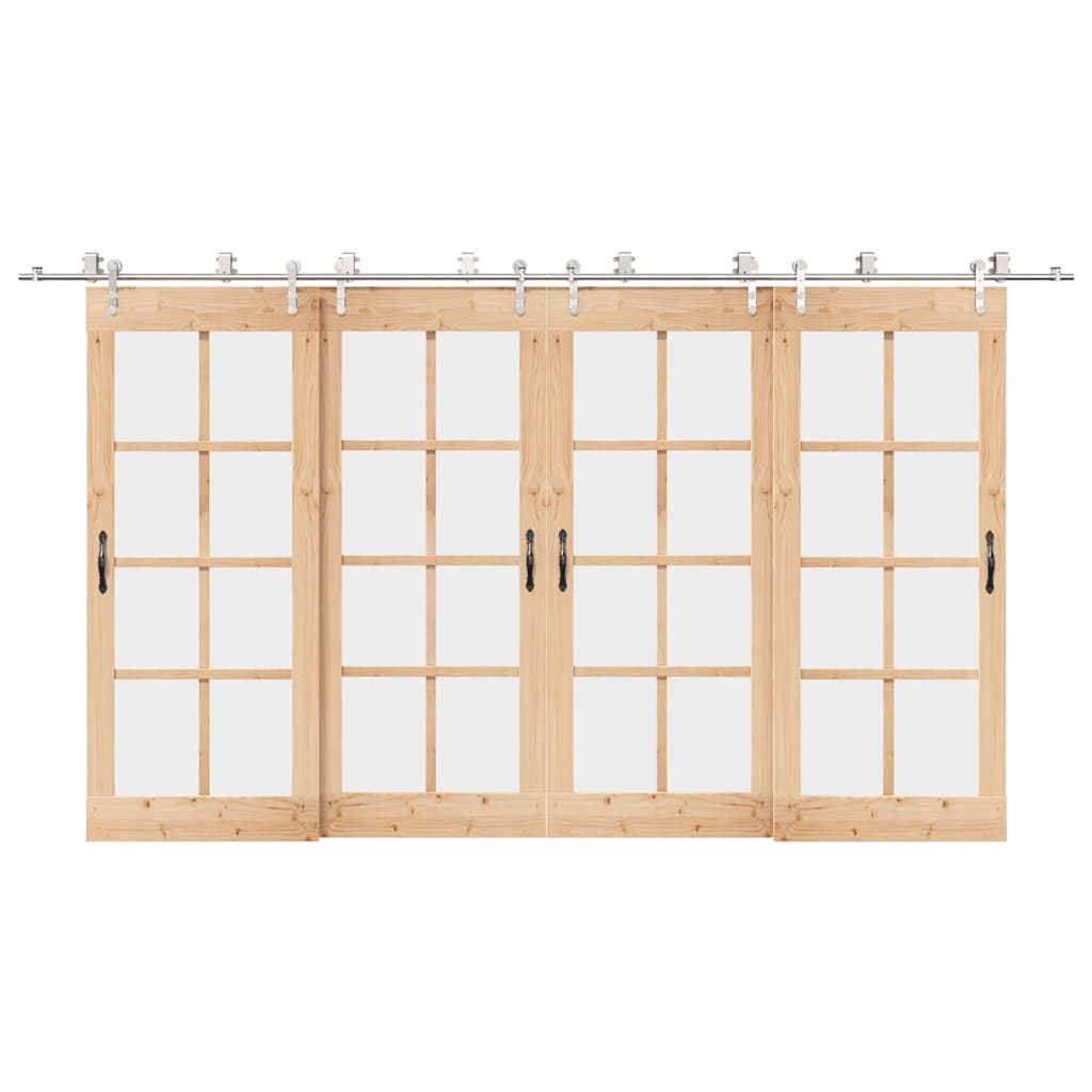 Set Piese Pentru Ușă Glisantă, Argintiu, 400 Cm Oțel Inoxidabil