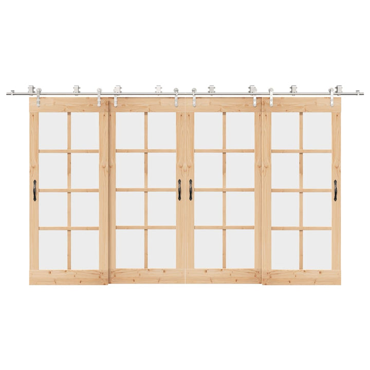 Set Piese Pentru Ușă Glisantă, Argintiu, 400 Cm Oțel Inoxidabil