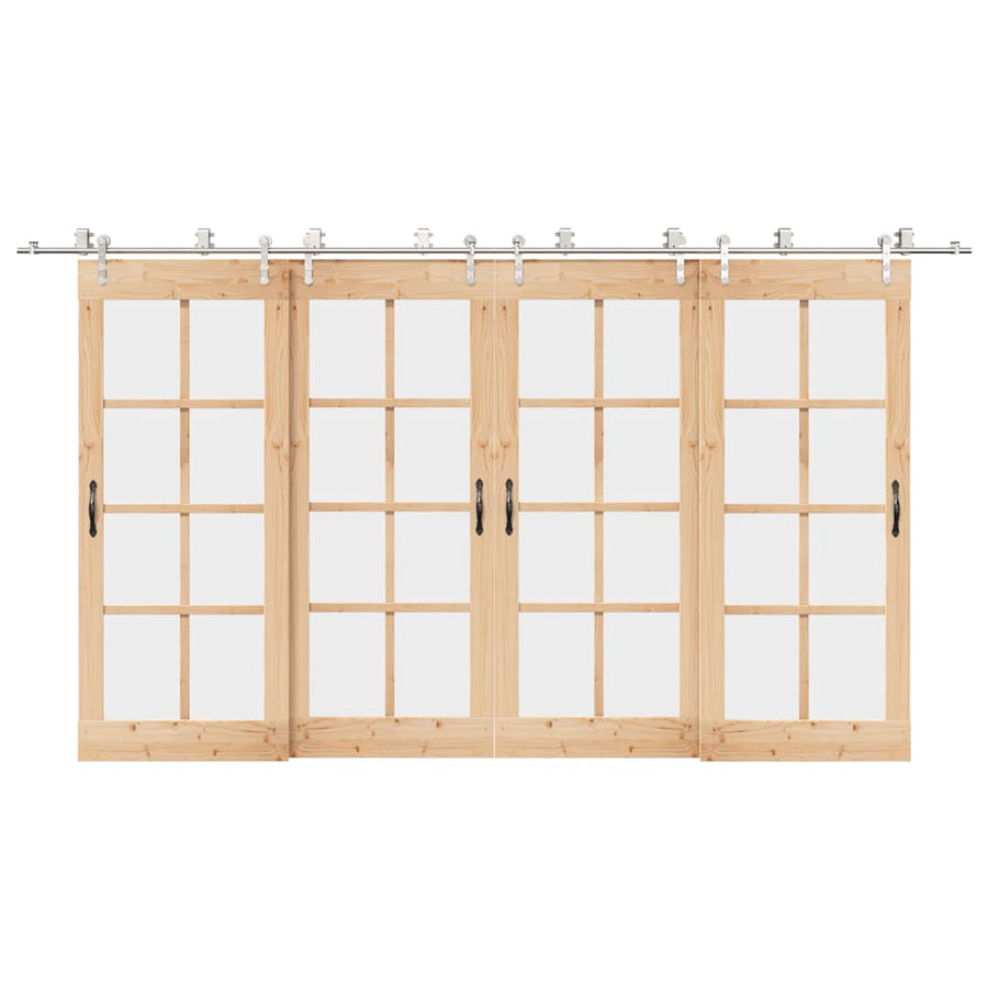 Set Piese Pentru Ușă Glisantă, Argintiu, 400 Cm Oțel Inoxidabil