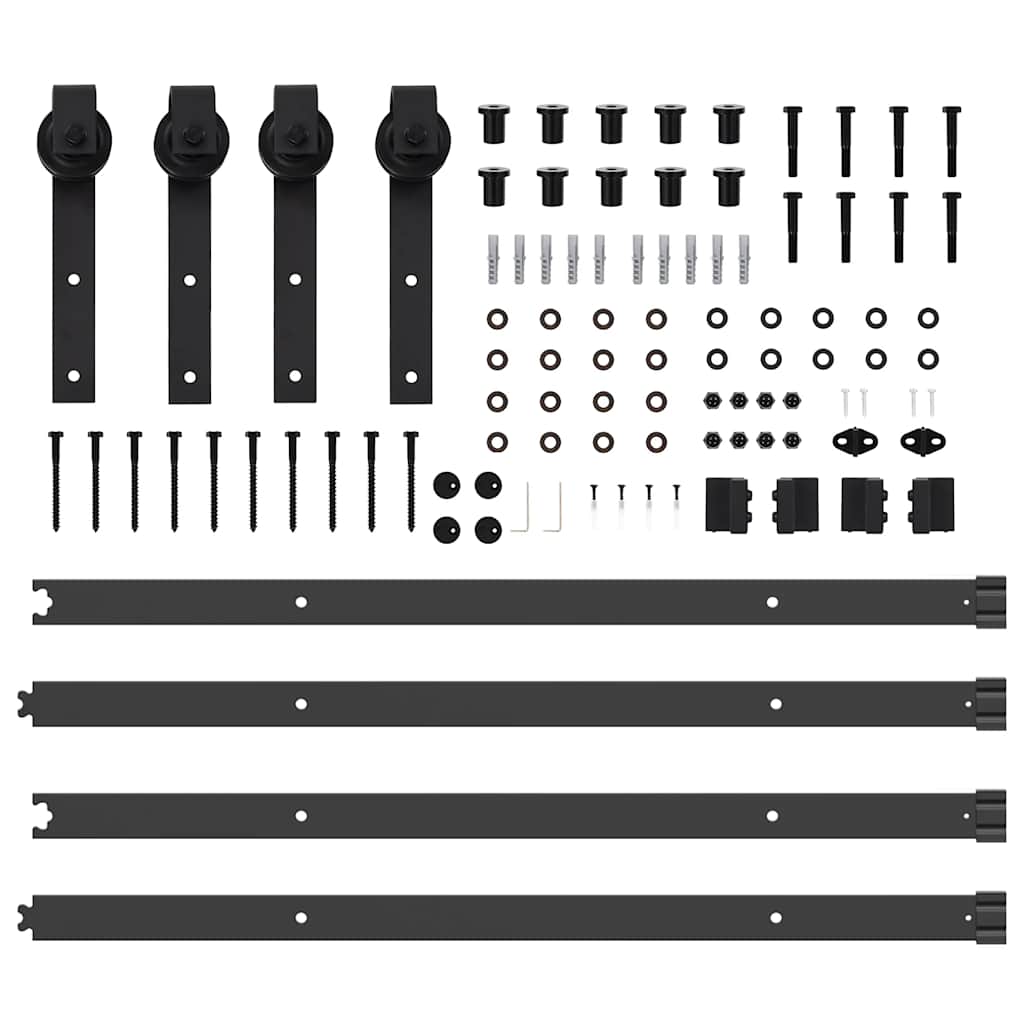 Set Feronerie Pentru Uși Glisante, Negru, 427 Cm, Oțel