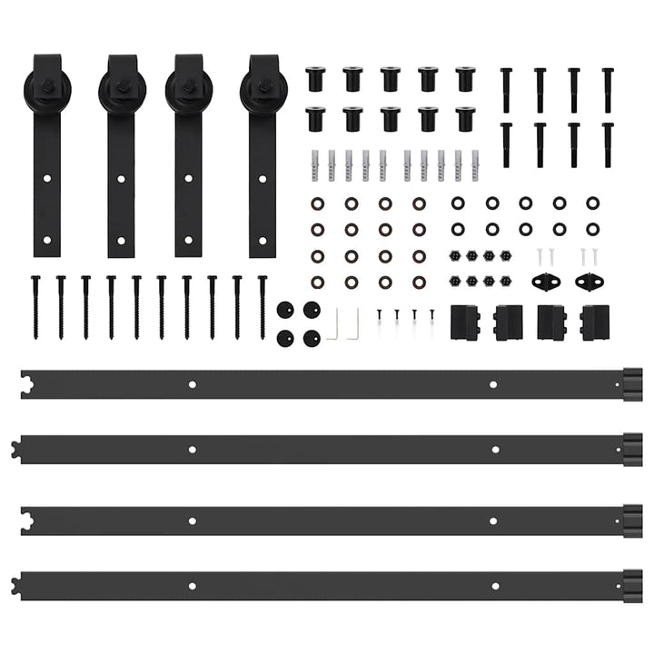 Set Feronerie Pentru Uși Glisante, Negru, 427 Cm, Oțel