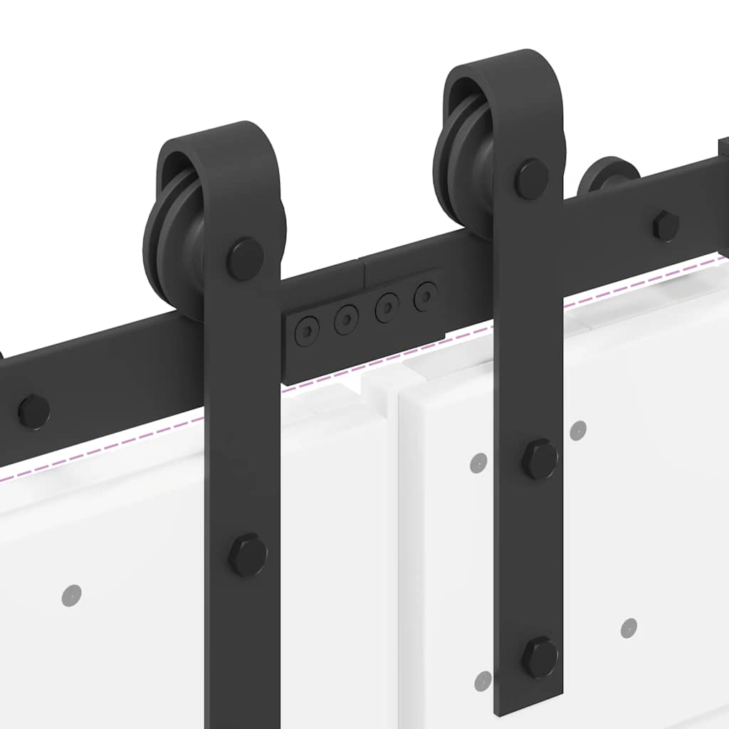 Set Feronerie Pentru Uși Glisante, Negru, 427 Cm, Oțel