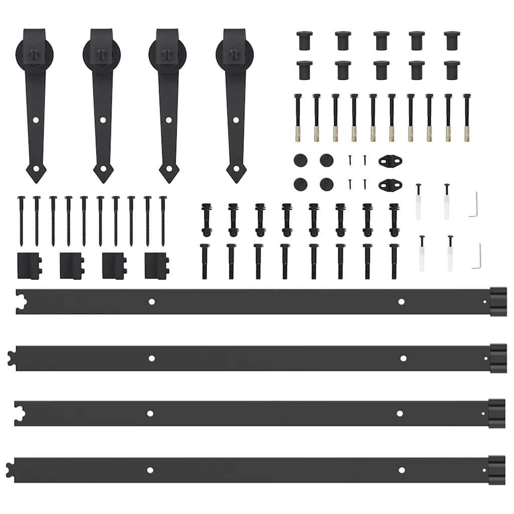 Set Feronerie Pentru Uși Glisante, Negru, 305 Cm, Oțel