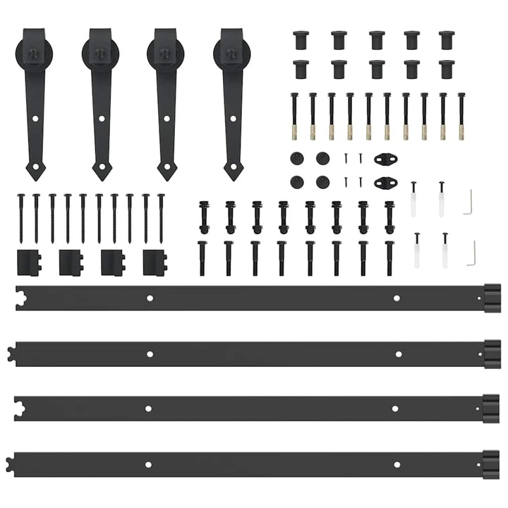 Set Feronerie Pentru Uși Glisante, Negru, 305 Cm, Oțel