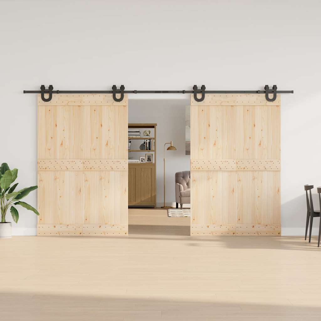 Set Feronerie Pentru Uși Glisante, Negru, 400 Cm, Oțel