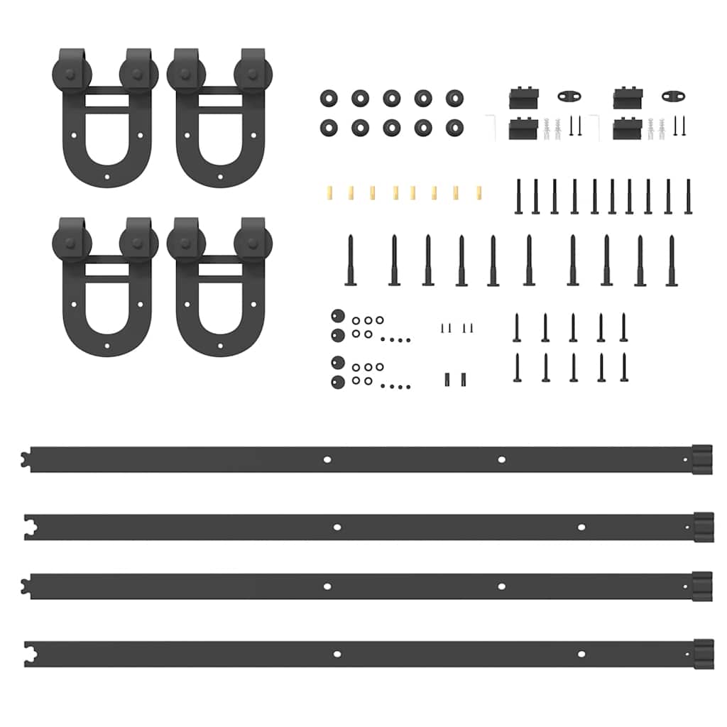 Set Feronerie Pentru Uși Glisante, Negru, 400 Cm, Oțel