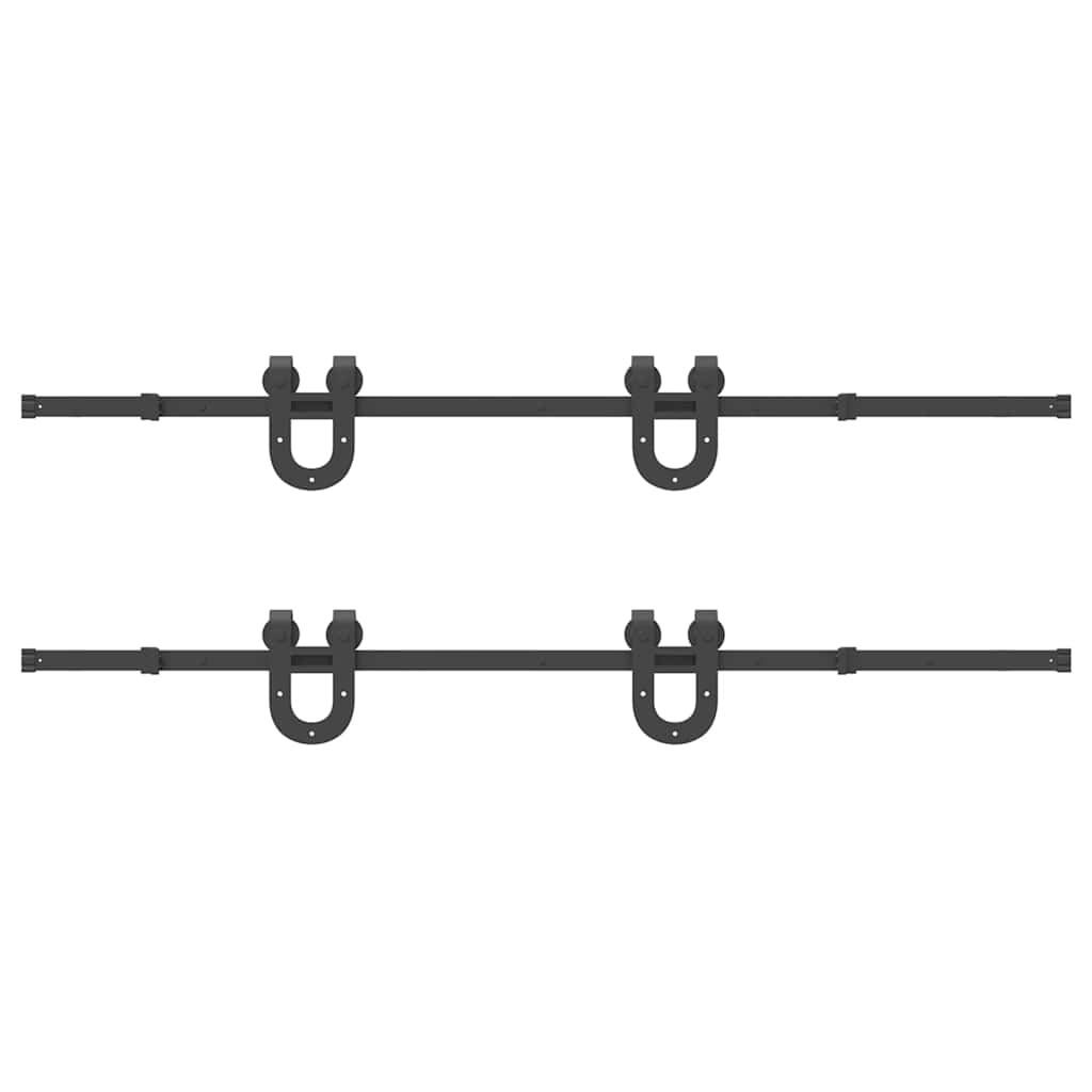 Set Feronerie Pentru Uși Glisante, Negru, 400 Cm, Oțel