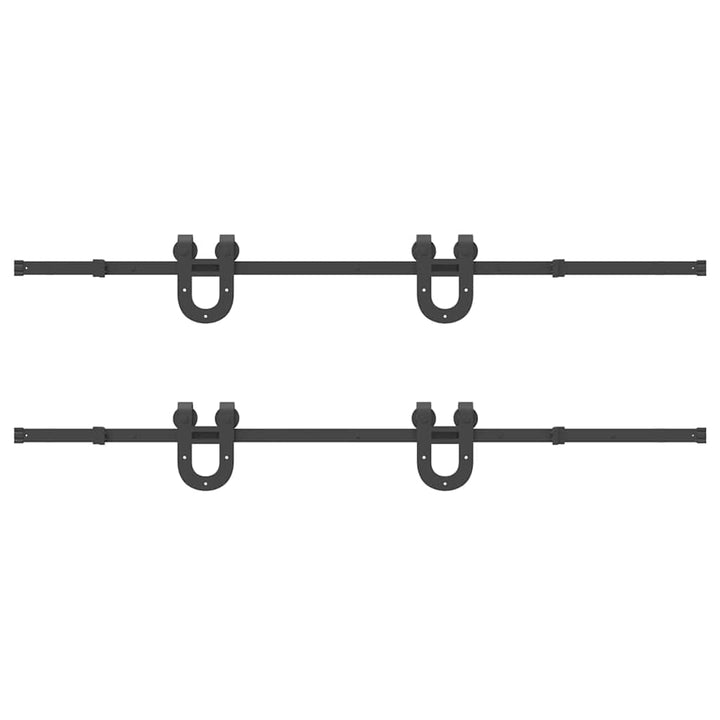 Set Feronerie Pentru Uși Glisante, Negru, 400 Cm, Oțel