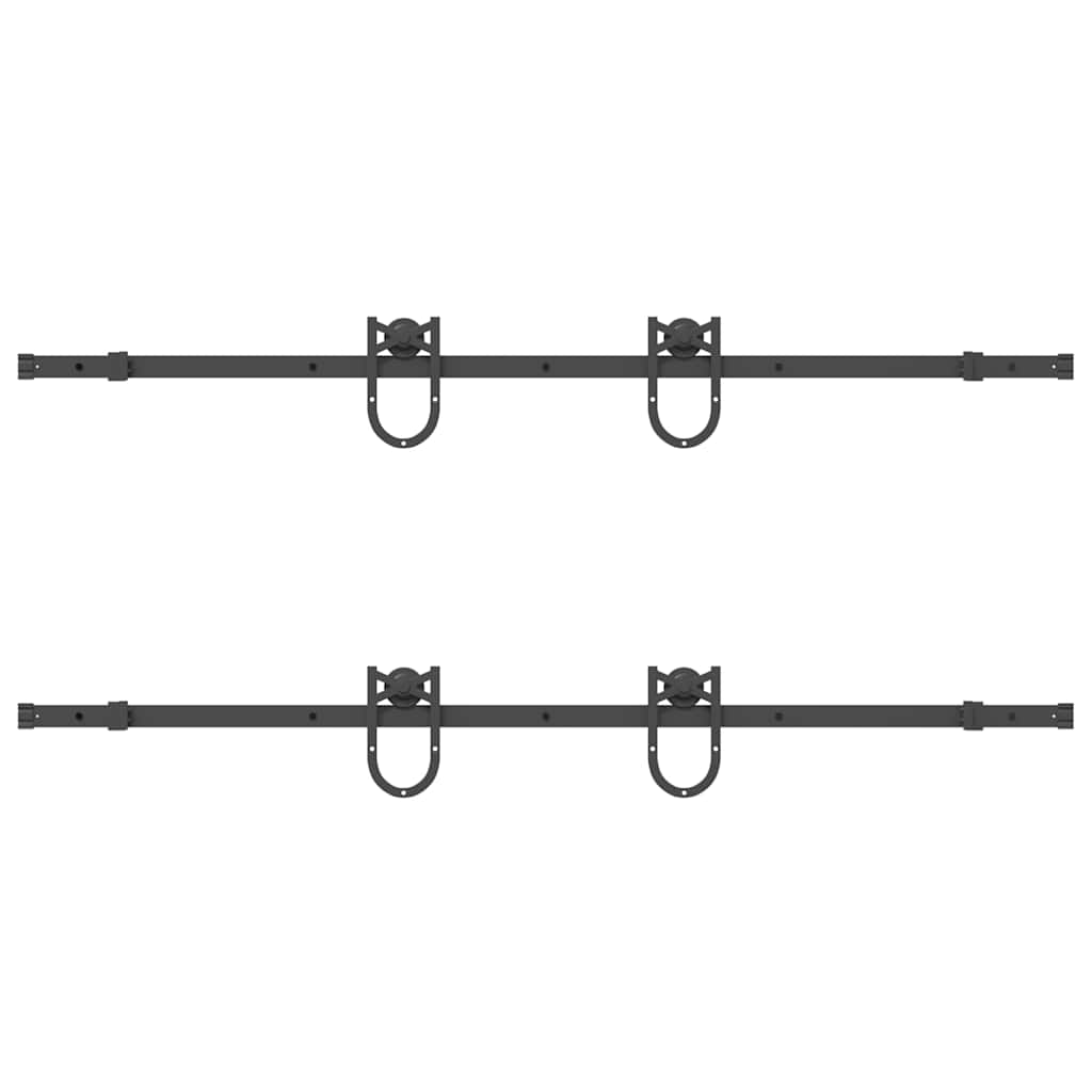 Set Feronerie Pentru Uși Glisante, Negru, 366 Cm, Oțel
